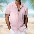 thumbnail image 2 of hoksml Men's Plaid Short Sleeve Camp Collar Button Down Shirts, Regular Fit Breathable Casual Tops for Beach Daily Vacation, 2 of 7