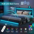 thumbnail image 6 of Queen Bed Frame with Adjustable Headboard, LED Lights, Upholstered Platform, 6 of 8