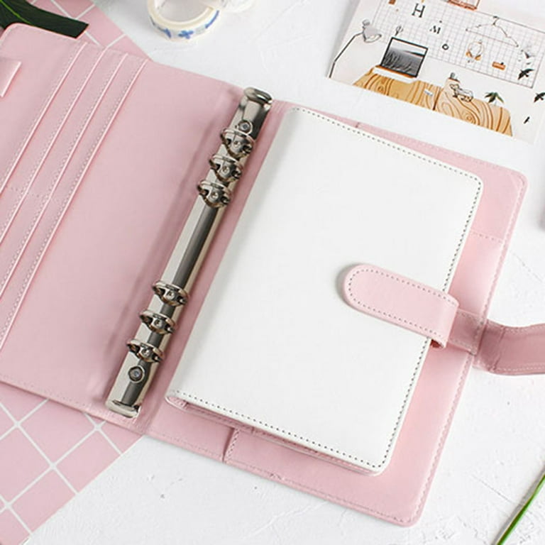 A5 Floral Personal Organizer, PU Leather Binder Notebook, Refillable A5 Journal Folio Portfolio, 6 Ring Binder Organizer with Magnetic Buckle Closure, Dark Green