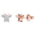 thumbnail image 3 of 0.10 Carat Natural Round White Diamond Butterfly Stud Earrings for Women in 10K Rose and White Gold, 3 of 4