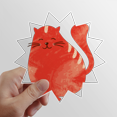 thumbnail image 1 of Acuarela naranja sonriente gato de grasa animal Calcomanías solares de vinilo, 1 of 3