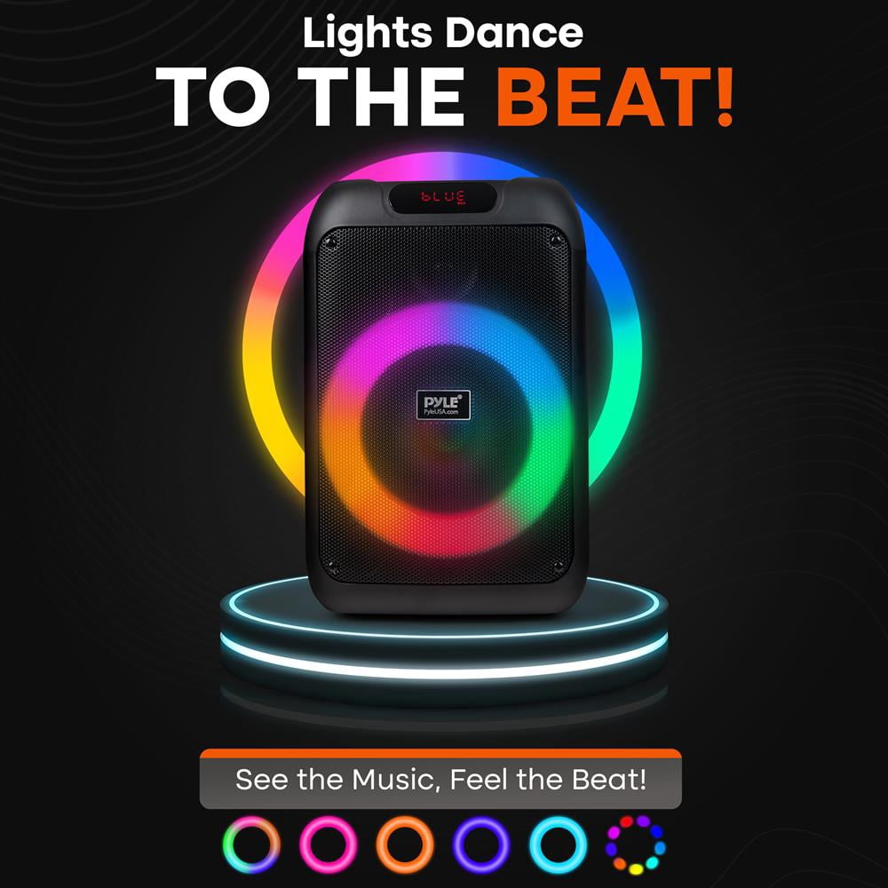 Portable BT Party Speaker - 100W, Rechargeable Battery, Mic Input, TWS, Color-Changing Lights