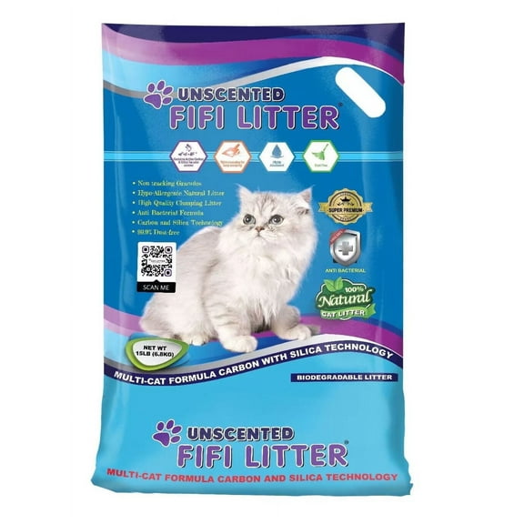 FIFI Litter 15 lbs.99.9% Dust Free, Multi-Cat Formula, Dust-Free, Eco-Friendly,  Clumping Cat Litter, Unscented