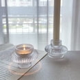 thumbnail image 2 of Pebbuoy Double-sided Glass Candle Holder Clear Taper Pillar Tealight Candle Candleholder Candlestick Wedding Party Table Centerpiece Decoration, 2 of 6