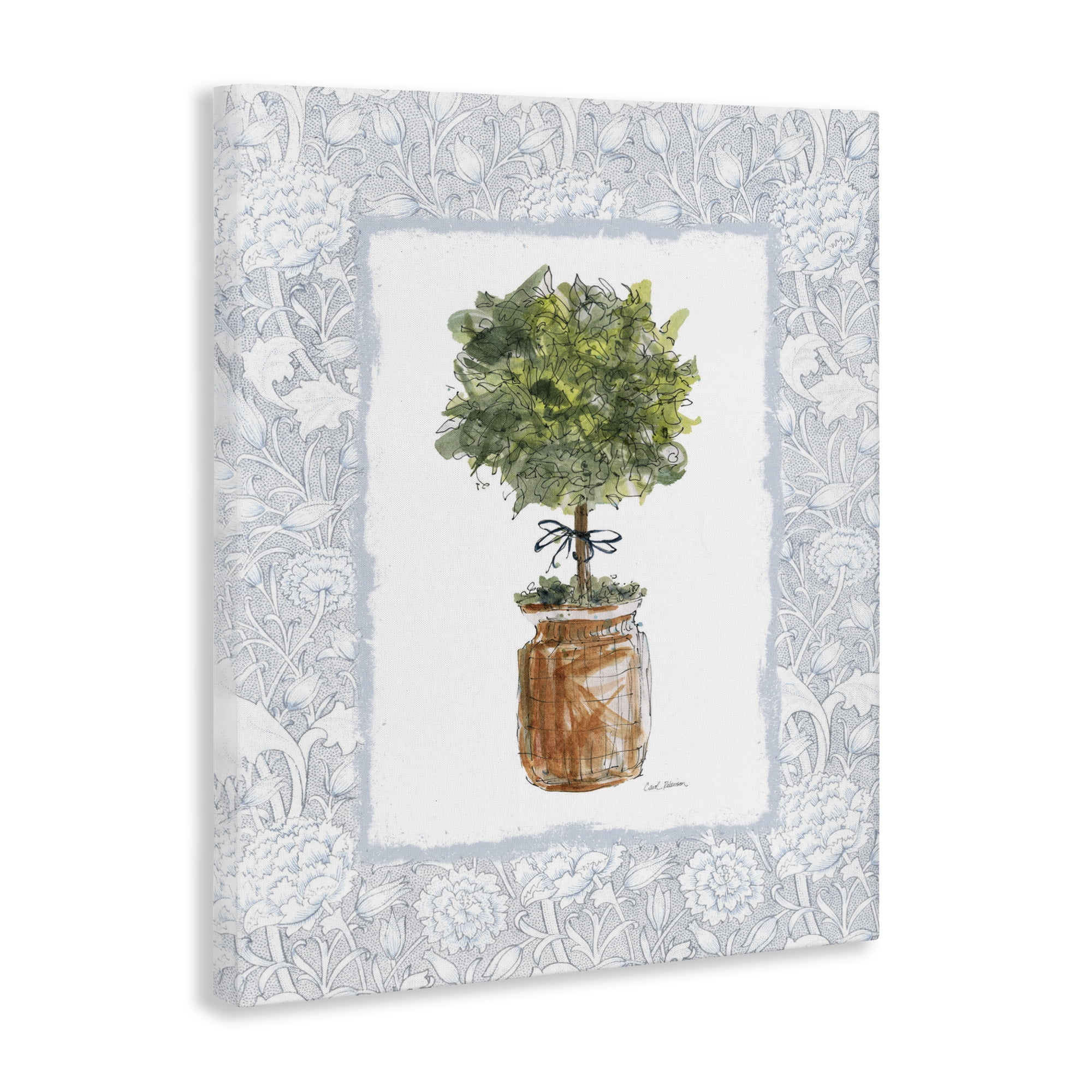 Stupell Industries Potted Topiary with Ribbon Canvas Wall Art, design by Carol Robinson