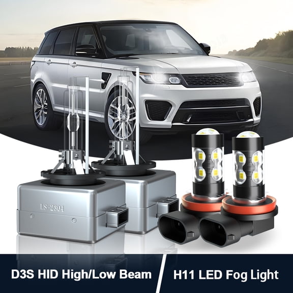 For Range Rover Sport 2010-2018 -Xenon D3S HID Headlight   H11 LED Fog Light Bulbs 6000K