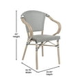 thumbnail image 5 of Emma + Oliver Set of Four Indoor/Outdoor Stacking Thonet Bistro Style Chairs with Arms, Black & White Textilene Seat and LT NAT Bamboo Metal Frame, 5 of 16