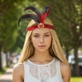 thumbnail image 2 of Unique Bargains Christmas 1 Pc Headband Feather Sequins Hairband for Women Red, 2 of 5