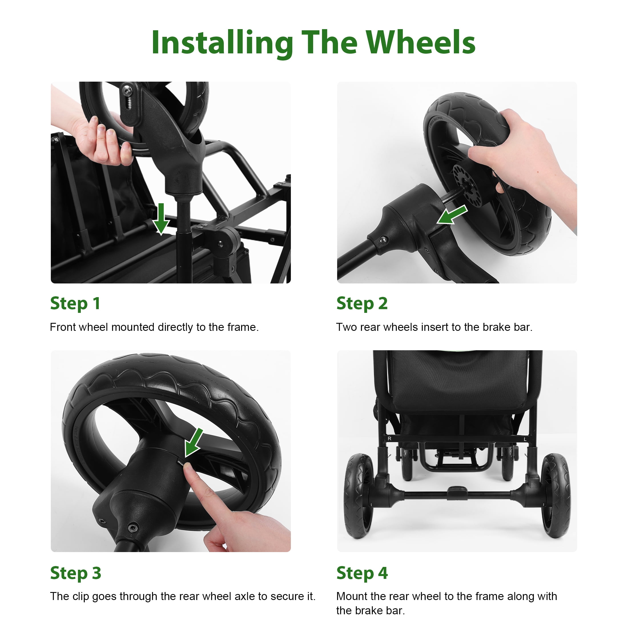 Minikid Baby Stroller Wagon for 2 Kid,Push Wagon Stroller with Canopy,Removable Dinner Plate, 5-Point Harness,Adjustable Handle Bar,Green