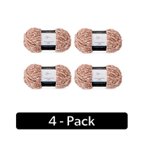 Mainstays Heathered Chenille Yarn, 33 yd, Gingerbread, 100% Polyester, Super Bulky, Pack of 4