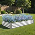 thumbnail image 5 of Tcbosik 8x4x1ft Raised Garden Bed, Outdoor Planter Box for Vegetables Flowers Herbs, Metal Planting Bed for Patio, Yard, Silver, 5 of 10
