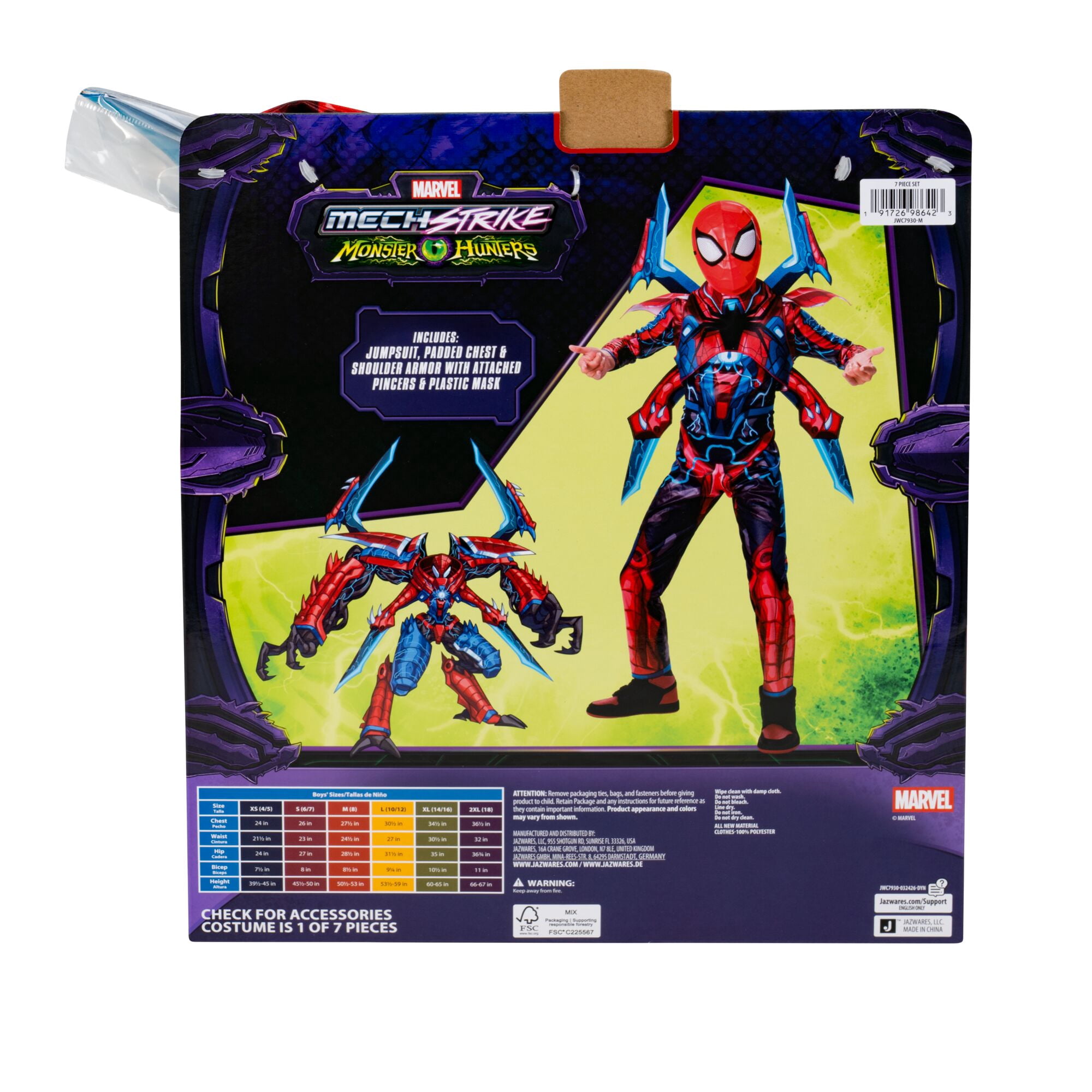 Marvel's Spider-man Mech Strike Halloween Costume for Children, Boy's Size L (10/12), by Jazwares
