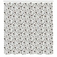 thumbnail image 3 of Birds Shower Curtain, Tweeting Little Sparrows Perching on Spriggy Twigs Vintage Pattern, Fabric Bathroom Set with Hooks, 69W X 84L Inches Extra Long, Seal Brown and Pale Grey, by Ambesonne, 3 of 3