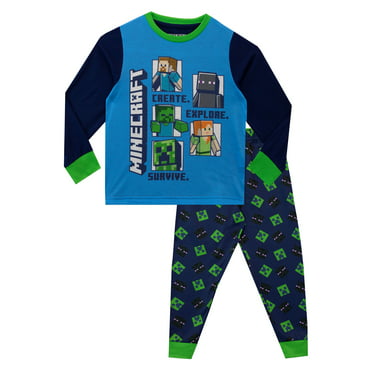 Minecraft Boys Short Sleeve Top, Pants and Shorts, 3-Piece Pajama Set ...