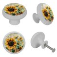 thumbnail image 4 of PhooArto Rustic Farmhouse Sunflower Pattern 4 PCS Crystal Glass Cabinet Knobs, Drawer Kitchen Cabinets Dresser Cupboard Wardrobe Pulls Handle - Glowing in the Dark, 4 of 7
