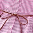 thumbnail image 5 of Odeerbi 3-10 Year Kids Girls Long Sleeve Striped Shirt Dress Spring Fall Cotton Tunic Dress Collar Button Midi Dress with Pocket Waistband Set Kids Girls Clothes, 5 of 9