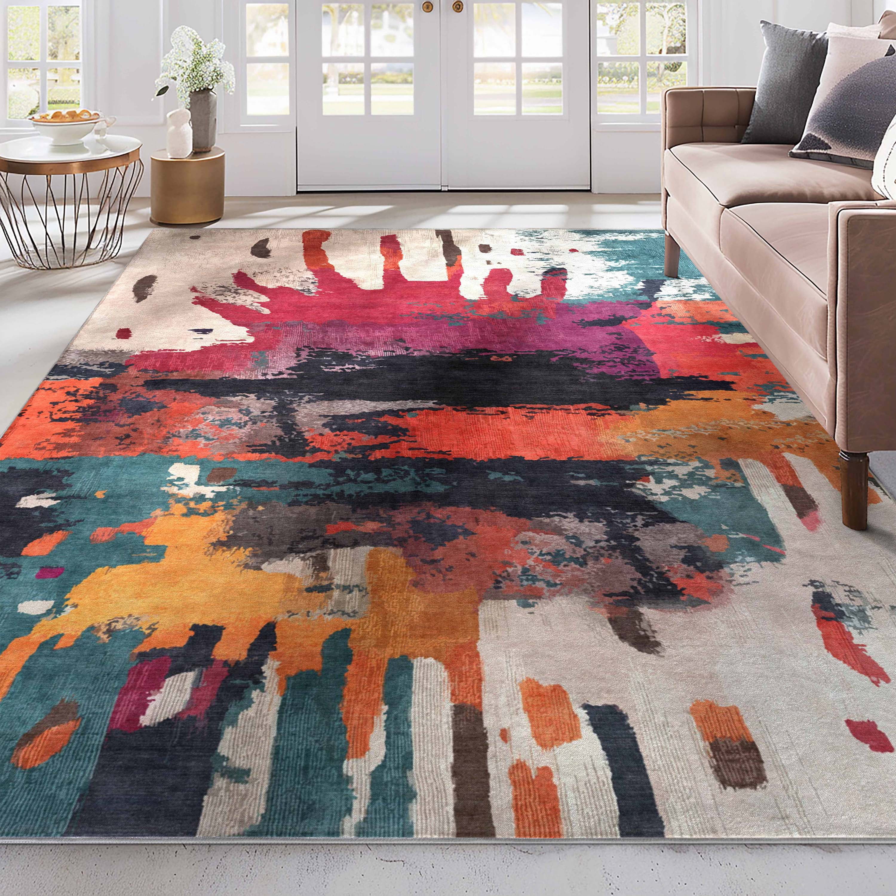 Well Woven Chromatic Splash 7'7" x 9'10" Rug – Vibrant Multicolor, Stain-Resistant & Easy to Clean