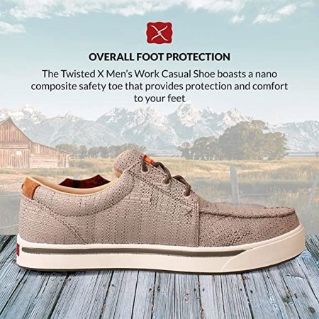 Twisted X Men's Nano Toe Light Grey Work Shoes MCAN003/ size 8 1/2 w