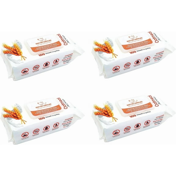 Best Pet Supplies Unscented Cat and Dog Cleaning Wipes in Resealable Pouch, Soothing Oatmeal, 400-Pack