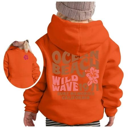 

Sweatshirts for Kids Girls 10-12 Girl s Hoodie Long Sleeve Soft Sweatshirt Graphic Hoody Kids Cute Pullovers Top Clothes for Girls Breathable Sweat Wicking and Warm Hoodie Orange 150