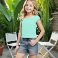 thumbnail image 5 of Timegard Toddler Girls Clothes Cap Sleeve Cropped Tank Tops Comfy Square Neck Tee Shirts Candy Color, 5 of 8
