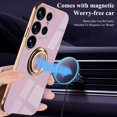thumbnail image 3 of Compatible with Samsung S23 Ultra Case with Ring Holder Magnet Silicone, Phone Case Samsung Galaxy S23 Ultra Case Silicone Thin White Cover Black 360° Rotatable Metal Kickstand (Purple), 3 of 14