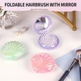 thumbnail image 3 of OPALESQUE 2pcs Foldable Travel Hair Brushes with Mirror Shell Shape,Metallic Shinning, Portable Pocket Hair Brush, Mini Hair Comb Compact Size, 7.5x8cm,Gifts for Girls women, 3 of 7