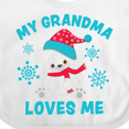 thumbnail image 4 of Inktastic Polar Bear My Grandma Loves Me in Santa Hat with Snowflakes Boys or Girls Baby Bib, 4 of 4