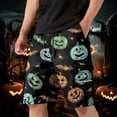 thumbnail image 2 of GrmtClth Halloween print shorts for men Cute Pumpkin Casual Cargo Shorts Relaxed Multi Pocket Short Trousers Lightweight Elastic Drawstring Summer Beach Fun Clothing Green 3XL, 2 of 5
