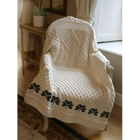 Merino Wool Throw Blanket - Irish Merino Wool Shamrock Throw Blanket 50x60 Inches