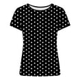 thumbnail image 6 of Womens Slim Fit Crop Tops Short Sleeve Ribbed Knit T-shirts Crew Neck Casual Base Tee 2026 Spring Summer Clothes (L, Black|Dots), 6 of 6