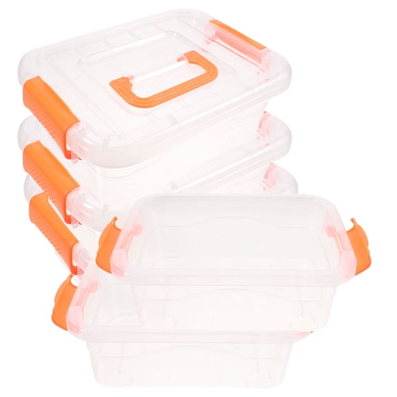 HEMOTON  5 Pcs Toy Storage Bin Bins Boxes with Lids Organiser Office Orange