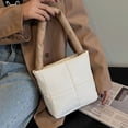 thumbnail image 5 of Bolso de mano de piel sintética para mujer, con diseño de rombos, con una sola correa, para exteriores, para caminar y hacer compras, color blanco, 5 of 5
