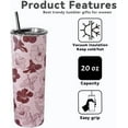 thumbnail image 3 of Floral Tumbler, Trendy skinny Tumbler with Straw and Lid, Unique Birthday Gifts for Women, Friends Female, Teenage Girls - Flower Girl Gift, Hibiscus Flower Tumbler Cup/Water Bottle/Travel Mug 20 O, 3 of 6