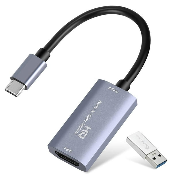 Guermok USB3.0 HDMI a USB C Tarjeta de Captura 4K 1080P 60FPS, Plata, para Juegos en Vivo, Windows,