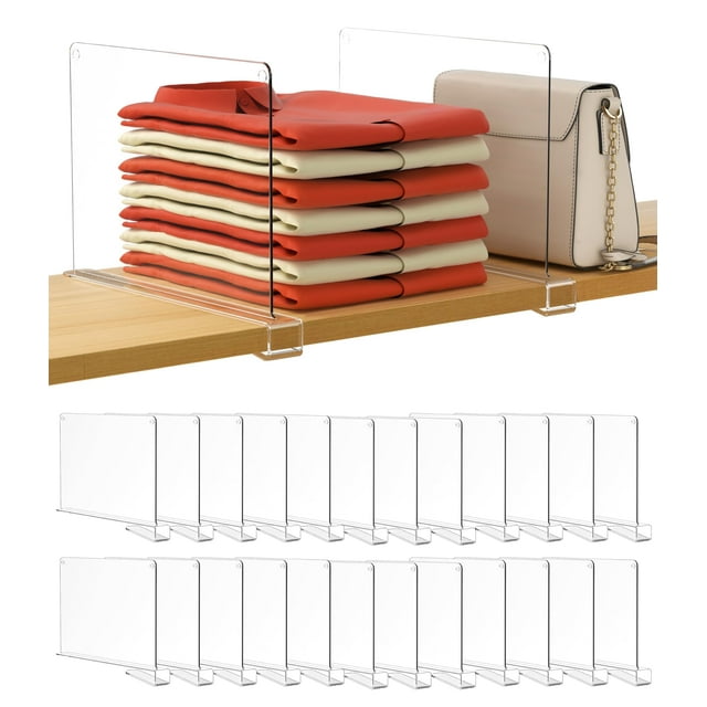 Separadores de estantes HBlife, acrílico transparente, para armario, 24 unidades
