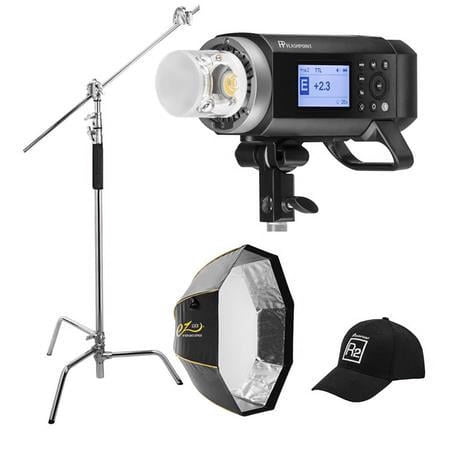 UPC: 0192223022201 | XPLOR 400PRO R2 TTL Battery-Powered Monolight Kit With Glow 36  EZ Lock Octa Softbox and C-Stand