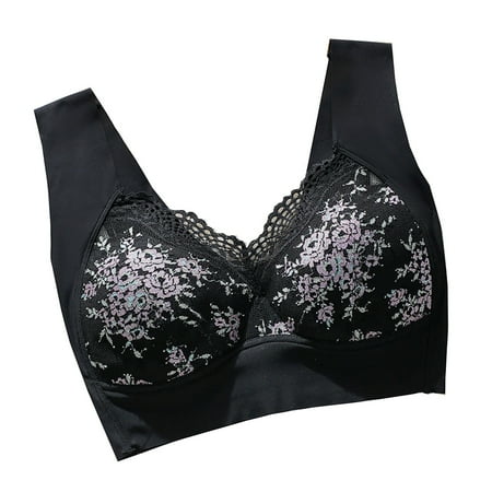 amkenre Womens Bras Seamless Full Coverage Cross Back Gathered Cups No Steel Rings Thin Lace Bras Solid Color Basic Fashion Soft Underwire Sleeping Push Up Clearance