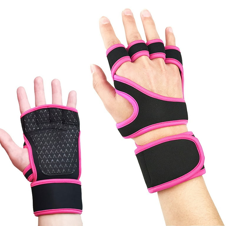 1 Pair Anti-Slip Silicone Shockproof Half Finger Gloves Adjustable Hook Loop Fasteners Gym Hand Wrist Palm Protector Gloves Sport Supplies, Size