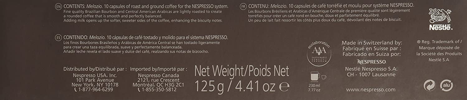 10 Cápsulas De Café Nespresso Vertuo Melozio