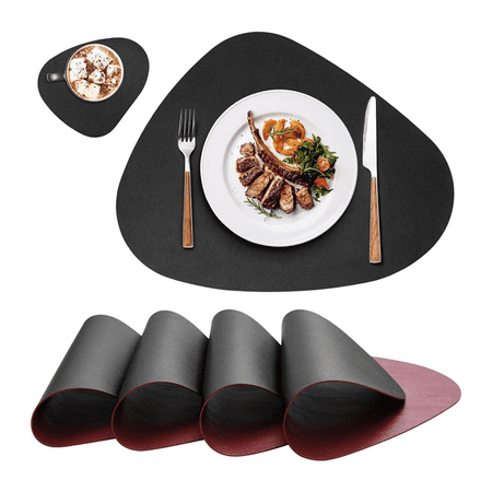 

Placemats and Coasters 4 Sets Placemats Black + Red