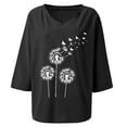 thumbnail image 4 of LEAVINGSUO Womens Plus Size $5 Women's Fashion Printed V- Neck Three Quarter Sleeve T-Shirt Blouse Loose Tops, 4 of 5