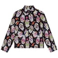 thumbnail image 4 of Jackets for Women Winter Coat Jackets Flannel Stand Collar Jacket(Sugar Skull Roses Designs,Size:S-4XL), 4 of 7