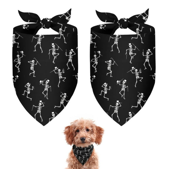 Dog Bandana 2 Pack,Black Dancing Skeleton Pattern Bandanas for Dogs,Cat Bandana,Small/ Large Dog Bandana 2 Size,Dog Bandanas Girl Boy