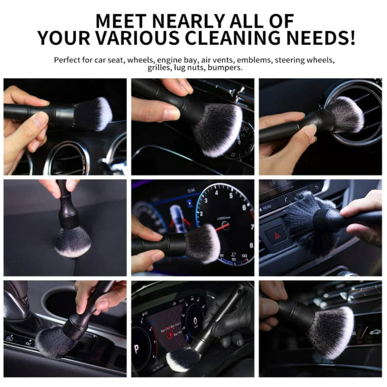 Hands DIY 3pcs Soft Auto Detailing Brush Kit , Car Detailing Brushes Set  Reusable Car Detailing Brush for Car Interior Exterior Wheels 