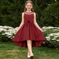 thumbnail image 2 of OGLCCG Teens Girl's Dresses with Bow Belt Mesh Tulle Sleeveless Casual Holiday Sundress High-Low Wedding Princess Dress 5-16 Years, 2 of 6