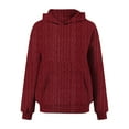 thumbnail image 5 of Womens Oversized Knitted Hoodies, Long Sleeve Pullover for Women Fall Fashion Hollow Solid Color Crewneck Hooded Sweatshirts with Pockets, 5 of 6