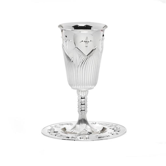 Novell Collection X4300 Gobelet Kiddush Léger Lily & Plateau, Argent