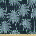 thumbnail image 2 of Ambesonne Navy Blue Fabric by the Yard Upholstery, Palm Trees Composition, 1 Yard, Indigo Pale Teal, 2 of 5