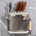 thumbnail image 2 of Kitchen Wall Mounted Rack Partitioned Storage Punch-free Shelf for Kitchen Tools Cutters Knife, 2 of 5